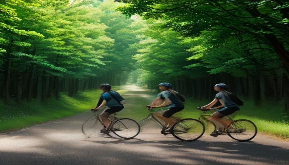 Uczestnicy rajdu rowerowego na trasie