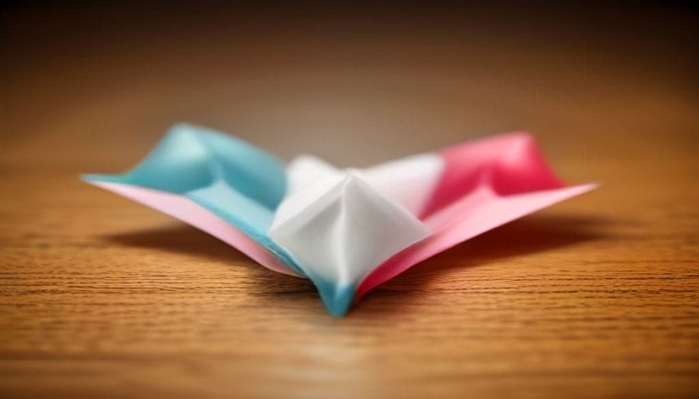 Kolorowe figurki origami z papieru na drewnianym stole we Wrześni