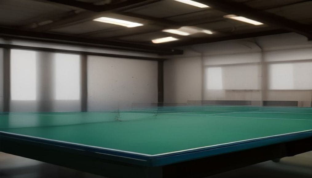 Stół do tenisa stołowego w hali sportowej we Wrześni