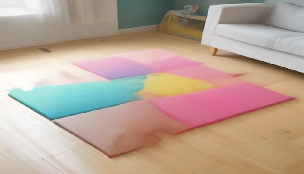 Kolorowe piankowe puzzle na podłodze w pokoju dziecięcym