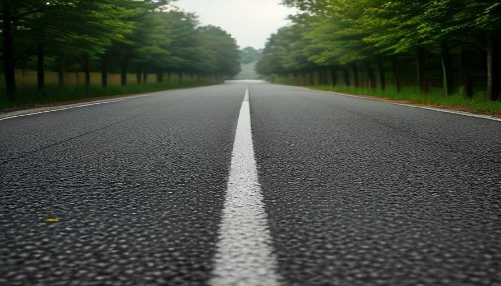 Nowo wyremontowana droga asfaltowa ze zjazdami z kostki brukowej w Gałęzewicach