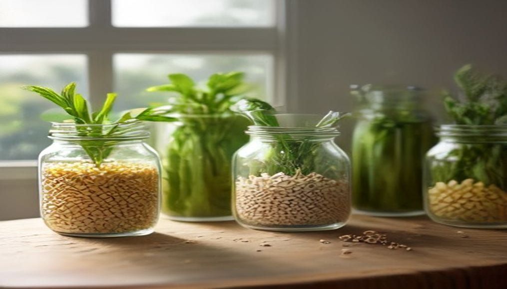 Bawełniane woreczki wielorazowe na zakupy i szklane słoiki w duchu zero waste