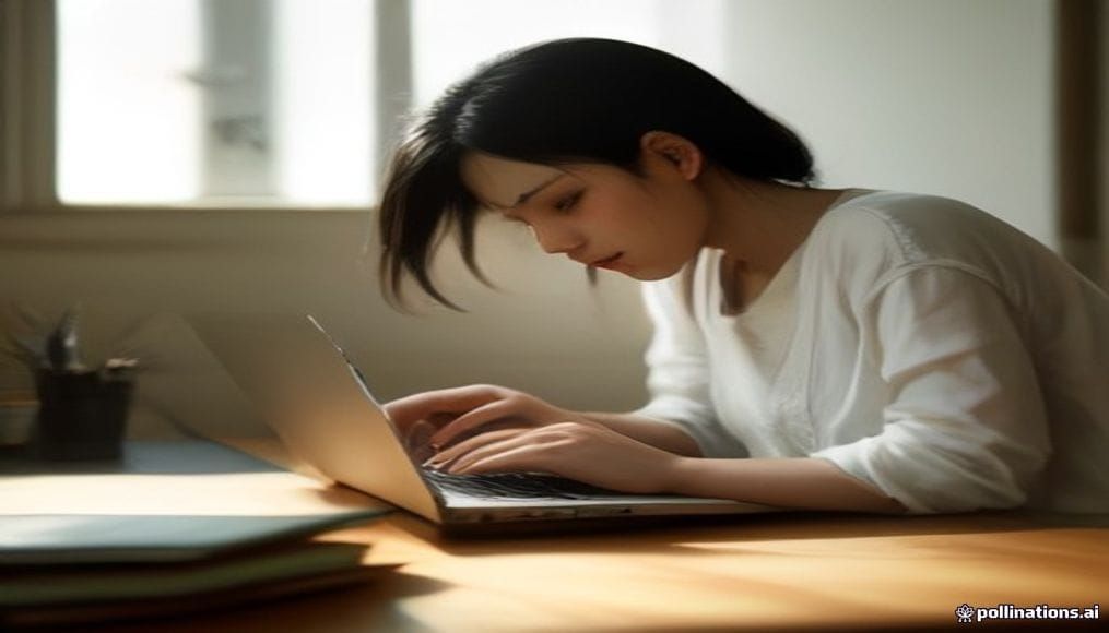 Osoba pracująca na laptopie w domowym biurze we Wrześni