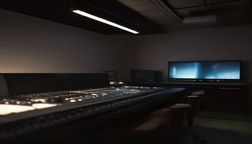 Elektroniczne studio muzyczne w klimatycznymświetle