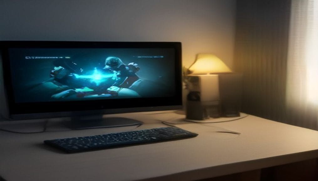 Nowoczesny sprzęt gamingowy z podświetlaną klawiaturą i monitorem
