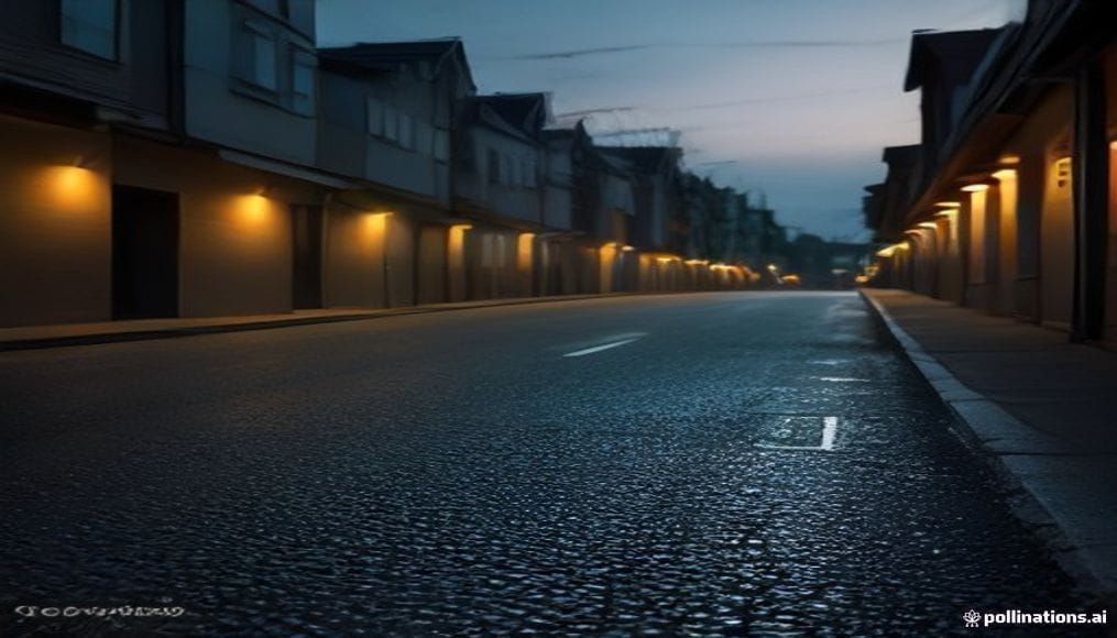 Latarnie uliczne świecące wieczorem we Wrześni