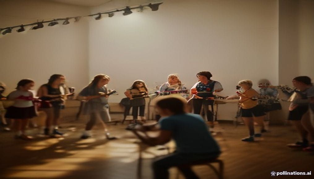 Dzieci podczas muzycznych zajęć w Nekli