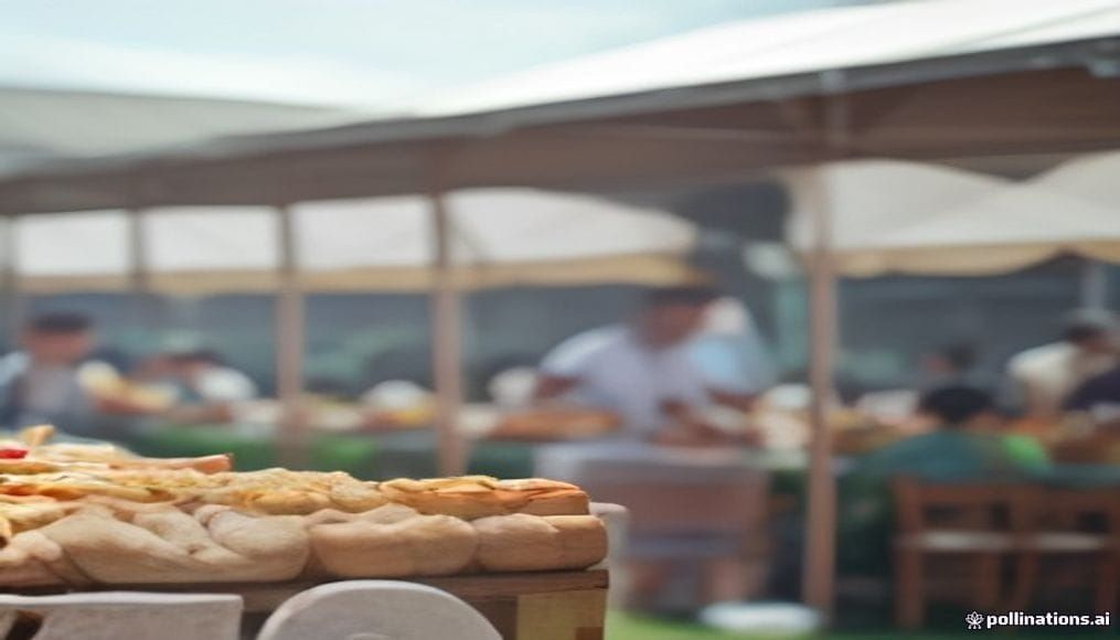 Stoiska gastronomiczne i plenerowe pokazy kulinarne podczas imprezy powiatowej