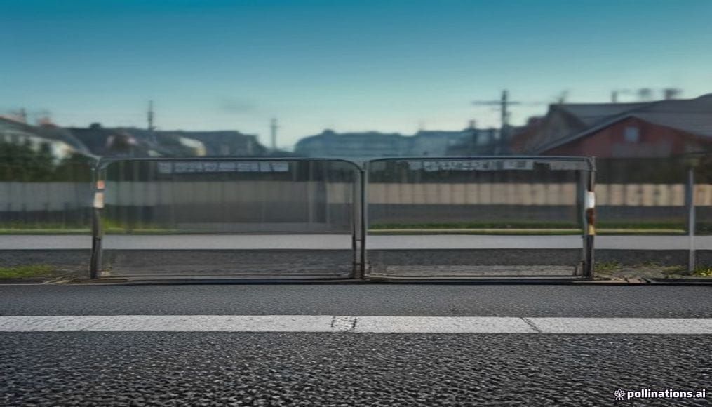 Zamknięty przejazd kolejowy z opuszczonymi szlabanami