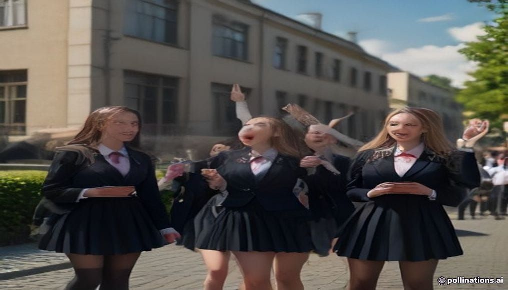 Maturzyści cieszący się z wyników egzaminów