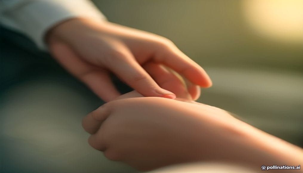 Dłoń trzymająca inną dłoń jako symbol wsparcia