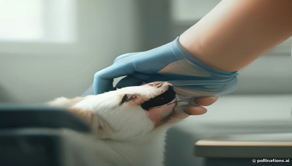 Lekarz weterynarii sprawdzający mikroczip u psa za pomocą czytnika