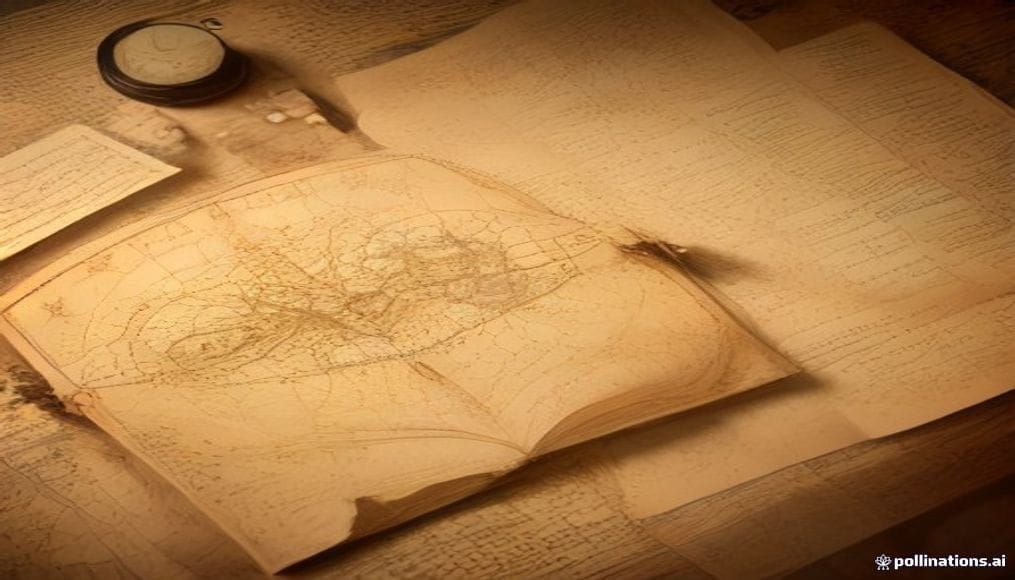 Stara historyczna mapa na drewnianym stole z lupą i kompasem