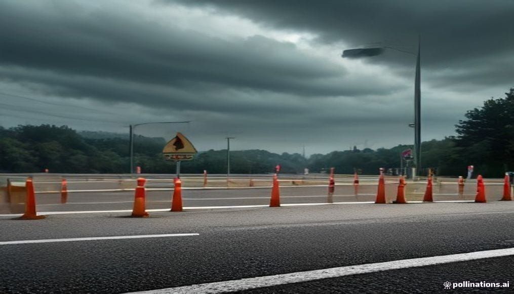 Roboty drogowe i znaki tymczasowej organizacji ruchu na trasie