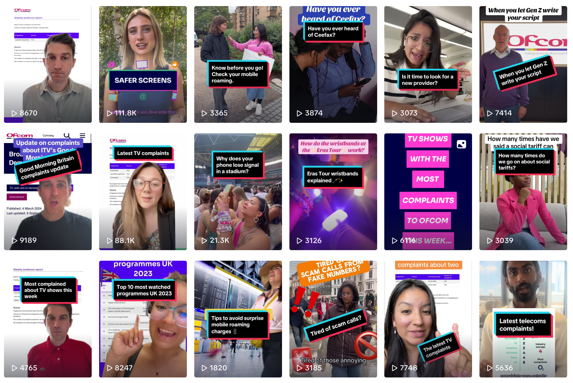 a screenshot of OFCOM's Tiktok page
