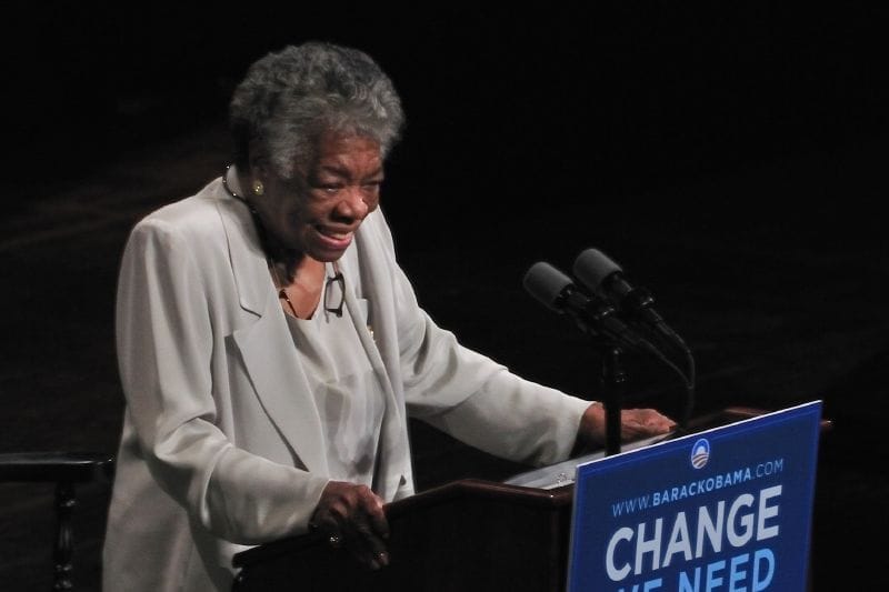 Maya Angelou standing at a podium in the Carolina Theater, Greensboro, North Carolina, September, 2008
