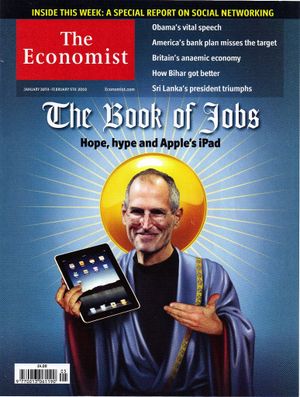 The front cover of The Economist featuring Steve Jobs