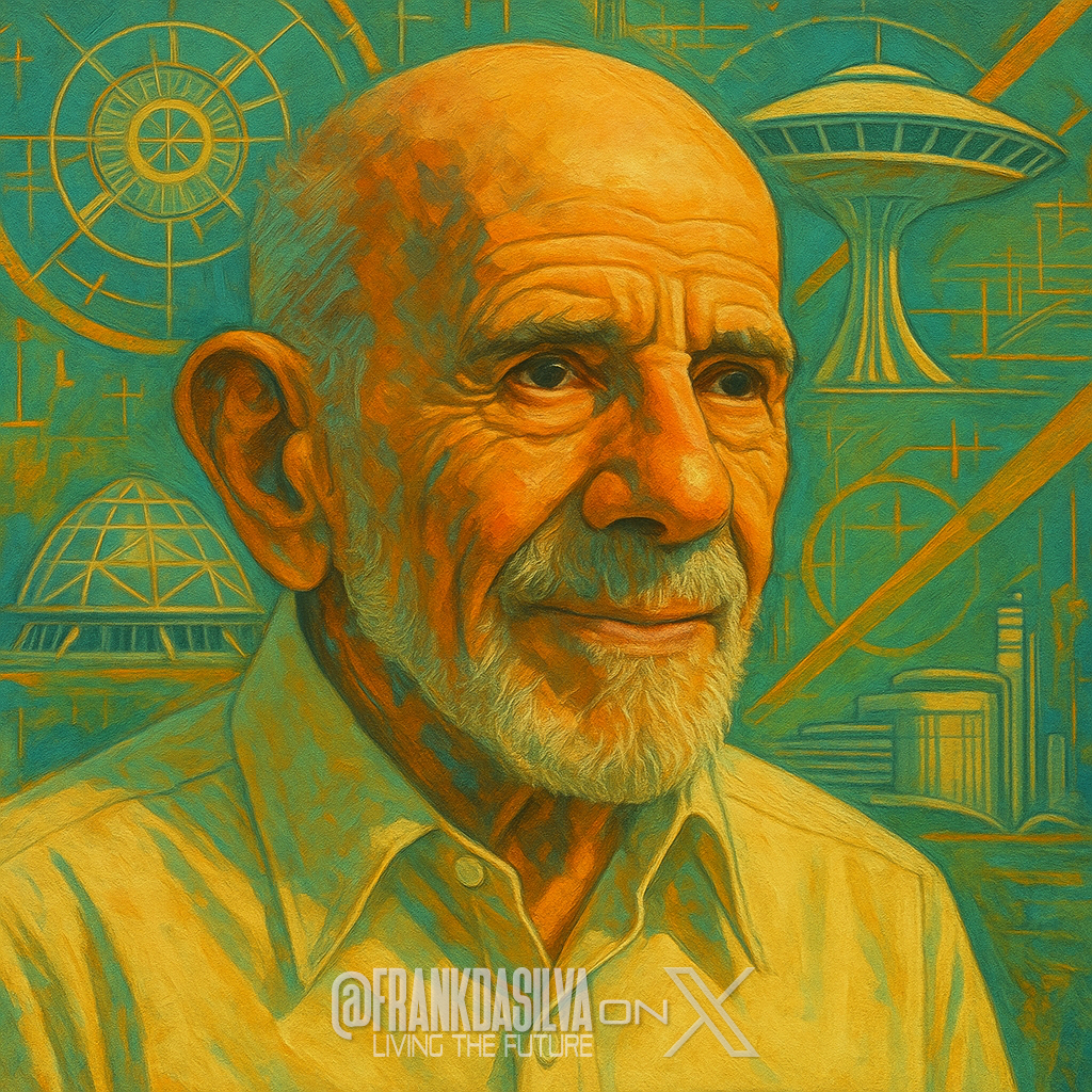 Jacque Fresco portrait. ✧ Image: AI-generated.