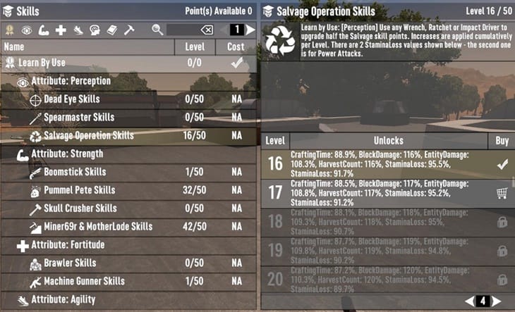 Hybrid Learn by Use action skills mod for 7 Days to Die