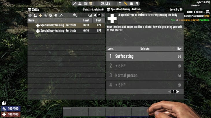Skills for HP and Stamina mod for 7 Days to Die