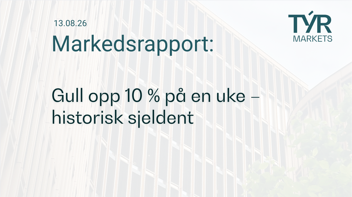 Gull opp 10 % på en uke – historisk sjeldent