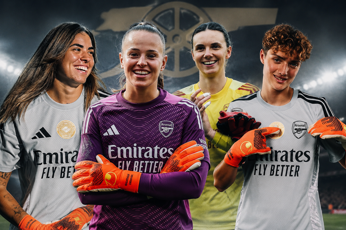 Misa Rodriguez, Daphne Van Domselaar, Anneke Borbe & Isa Damm of Arsenal Women FC