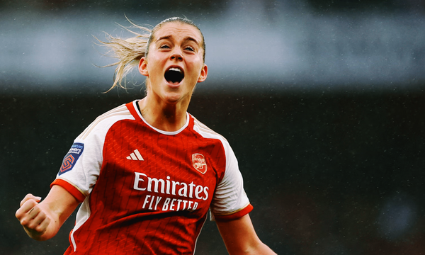 Alessia Russo celebrates scoring a goal for Arsenal Women
