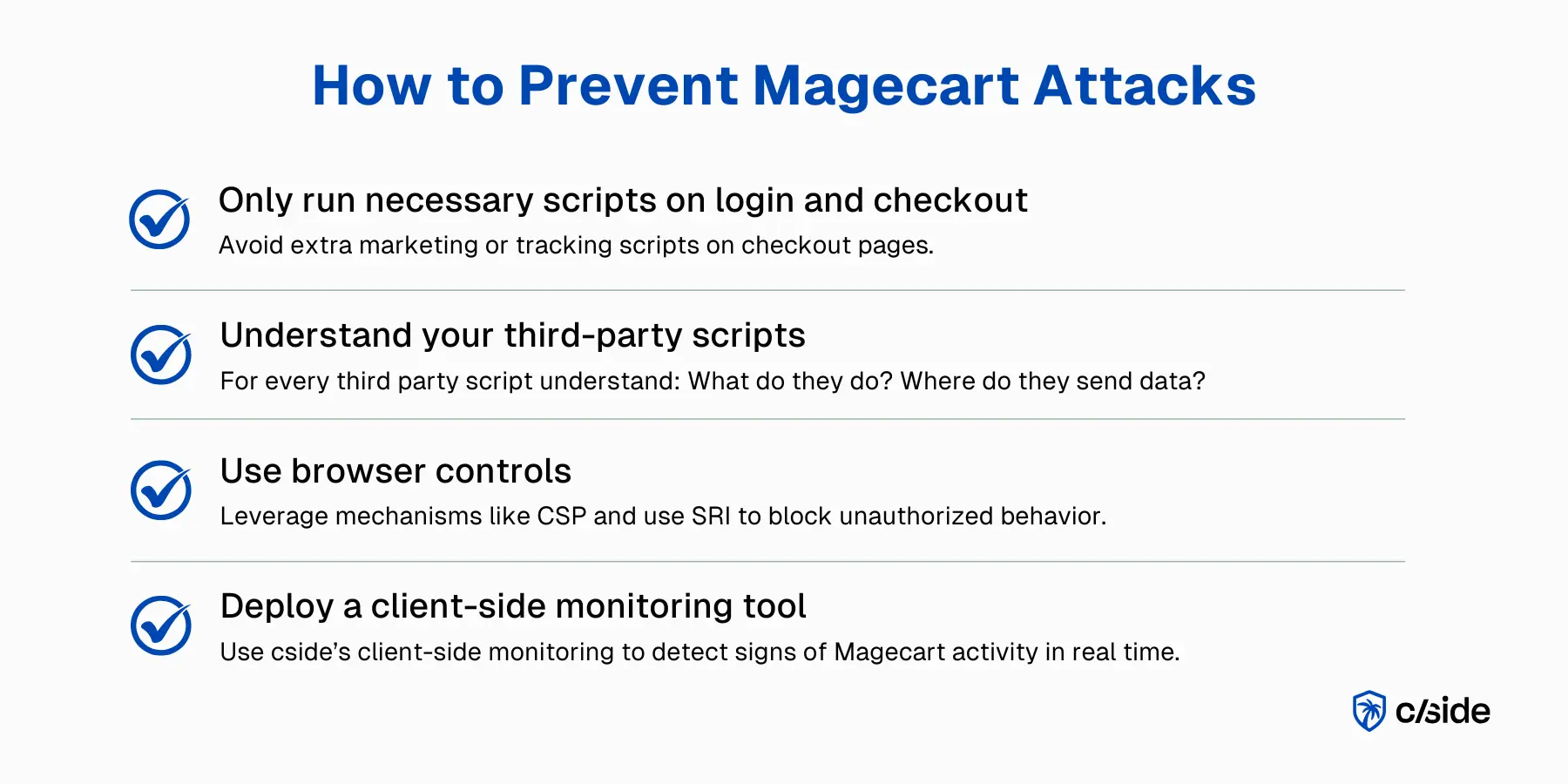Infographic outlining steps to prevent Magecart attacks