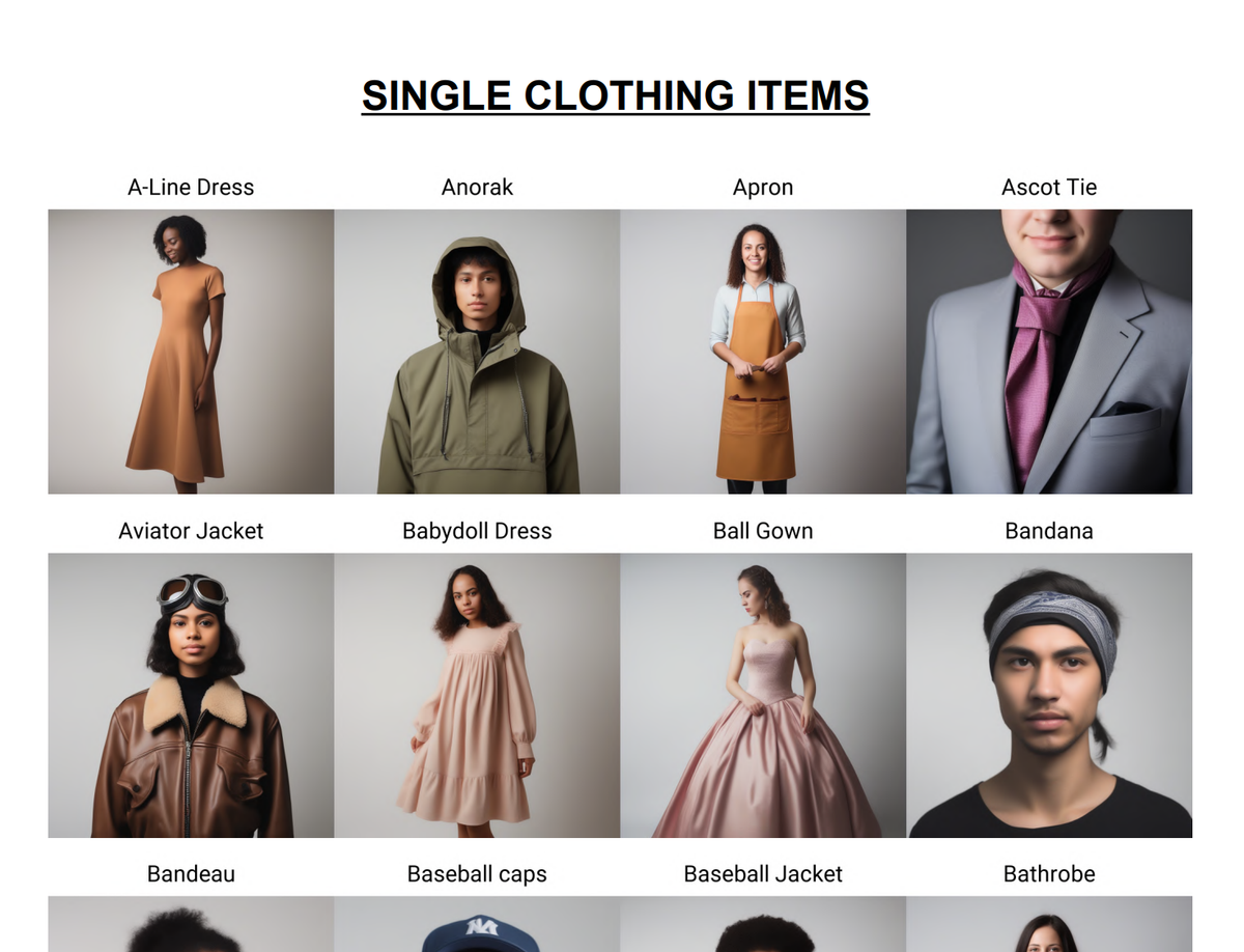 250+ Clothes & Outfits Names List