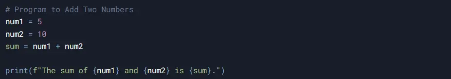 Add Two Numbers Program