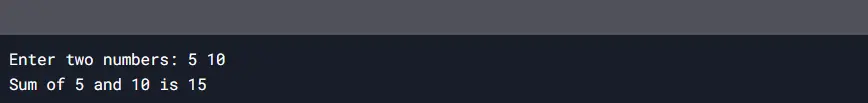 C++ Program to Add Two Numbers Output