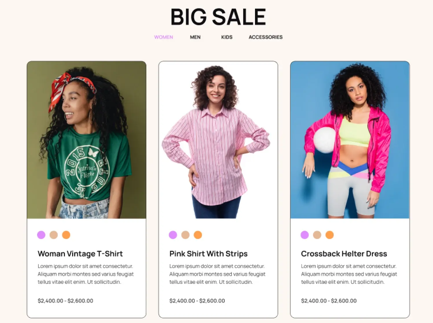 e-commerce product page on front-end project