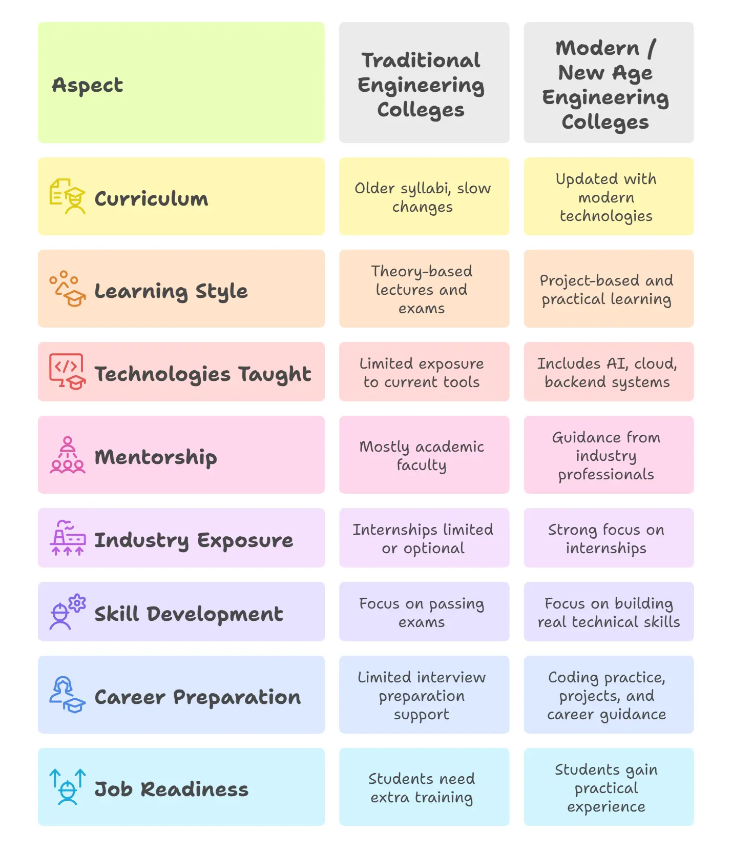 Traditional vs Modern Engineering Colleges