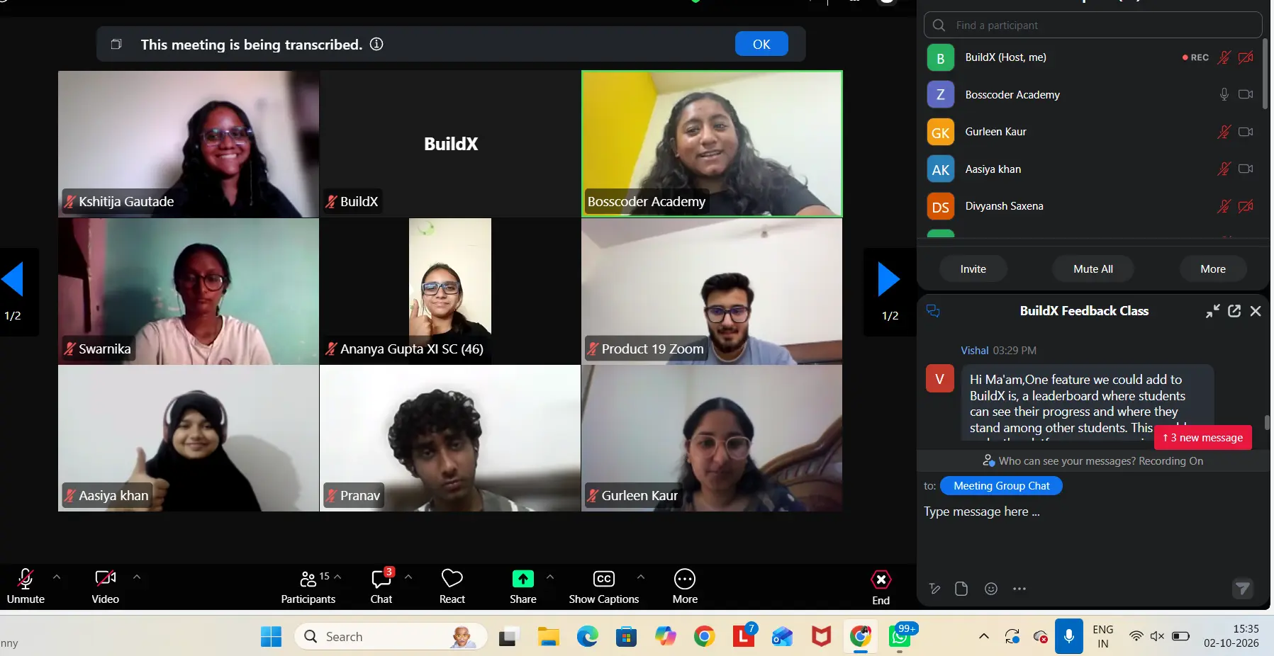 BuildX learning with other students