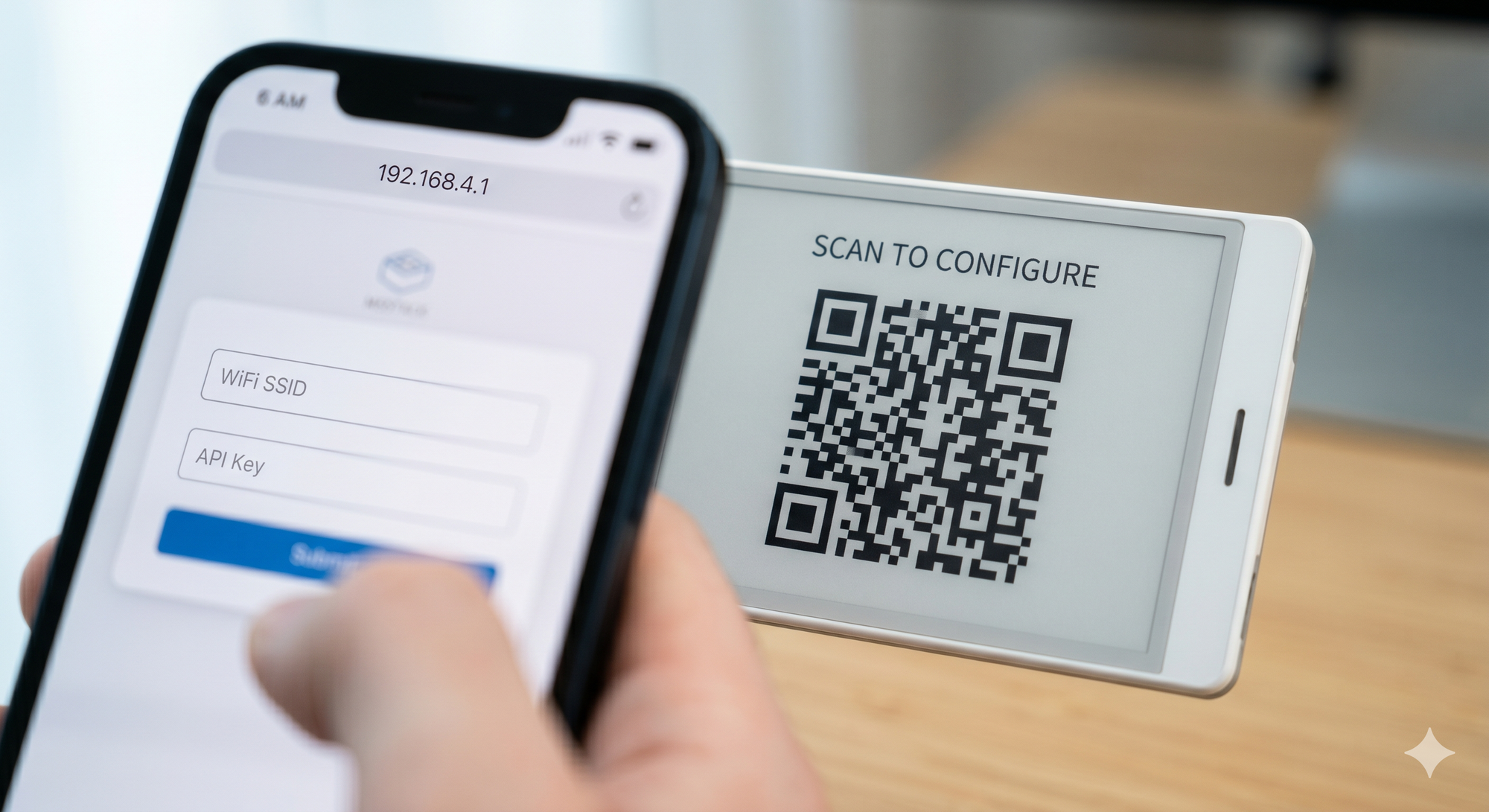 QR code provisioning screen on the M5Paper