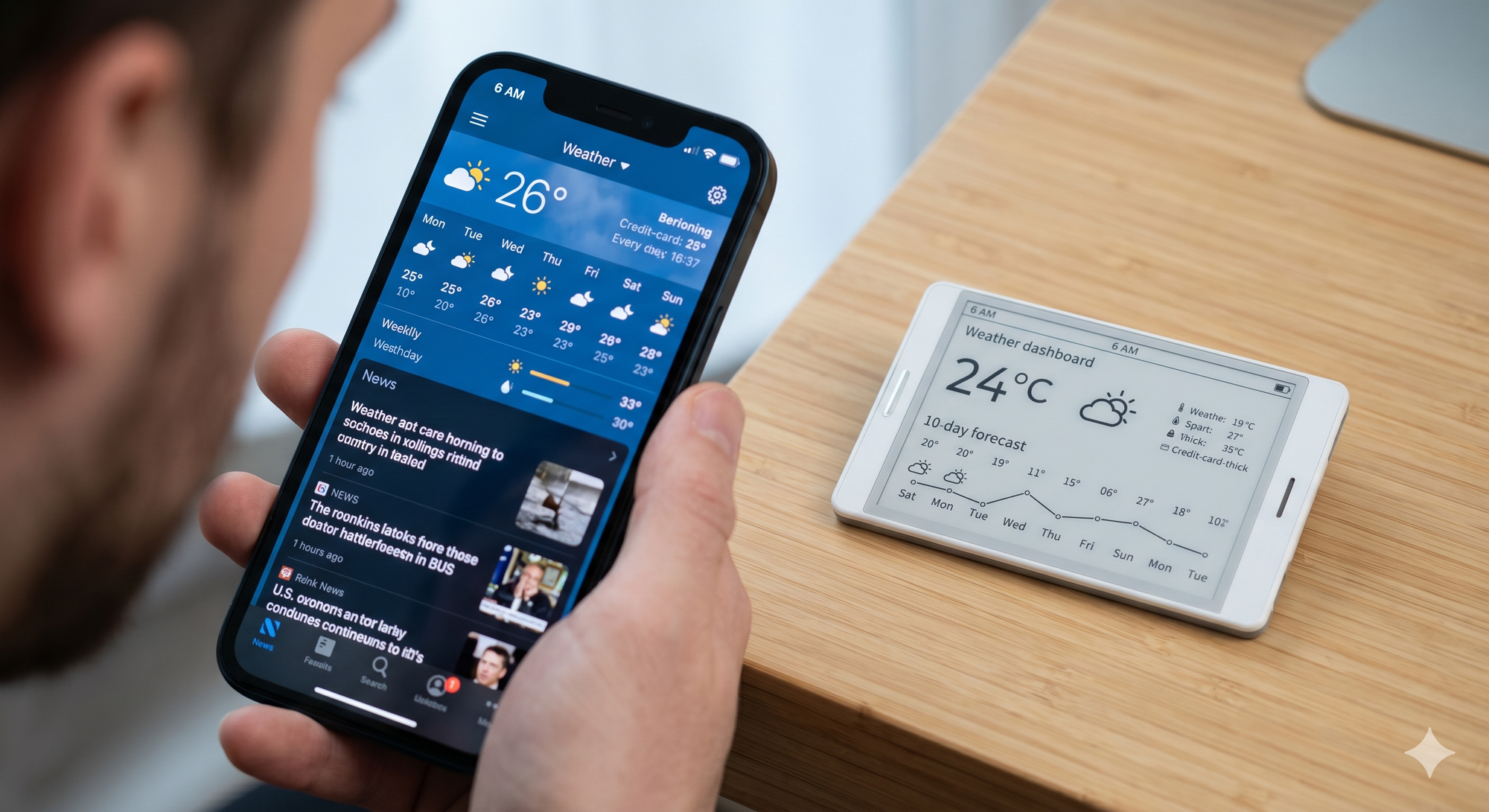 Main weather dashboard on the M5Paper e-ink display