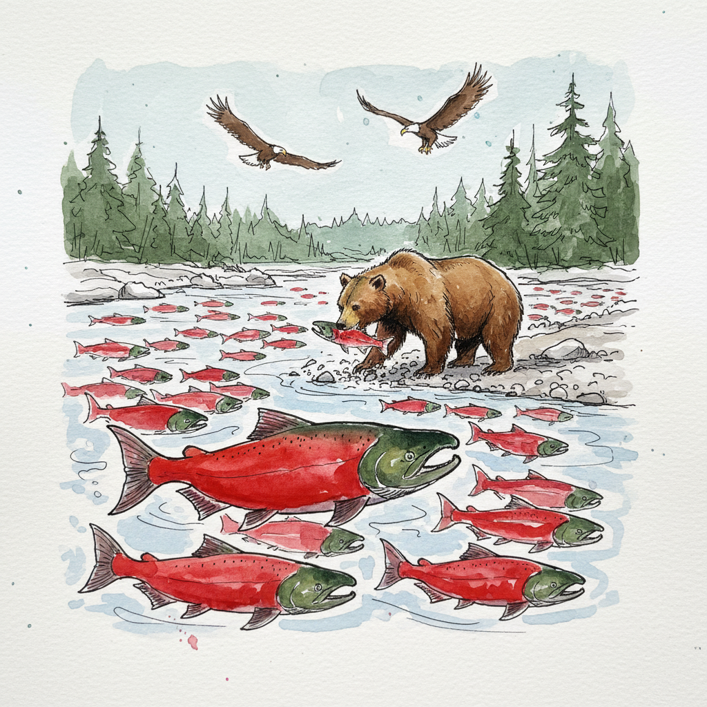 Sockeye salmon Loose & airy
