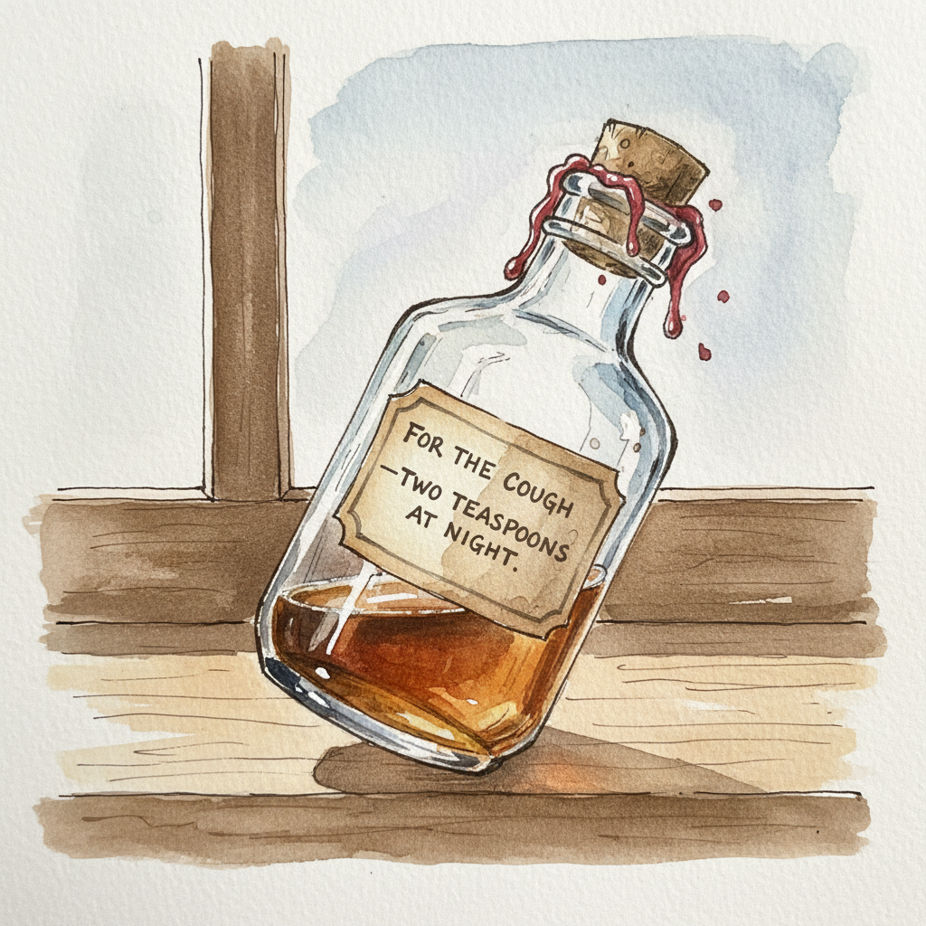 Hand-blown medicine bottle, lopsided Loose & airy