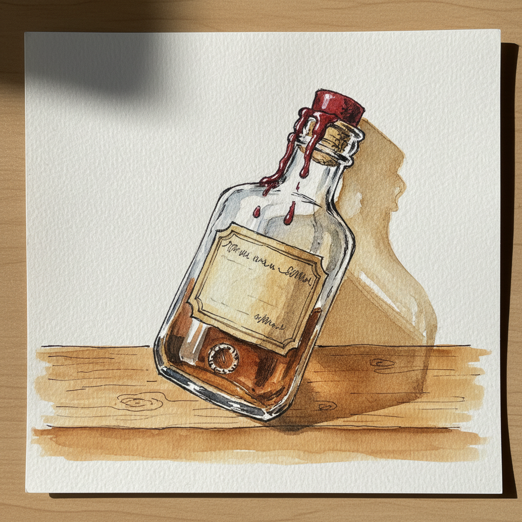 Hand-blown medicine bottle, lopsided Alternative interpretation