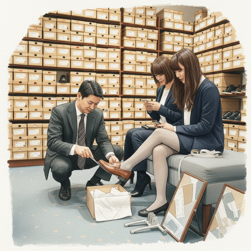 Shoe store with boxes stacked Tighter & richer