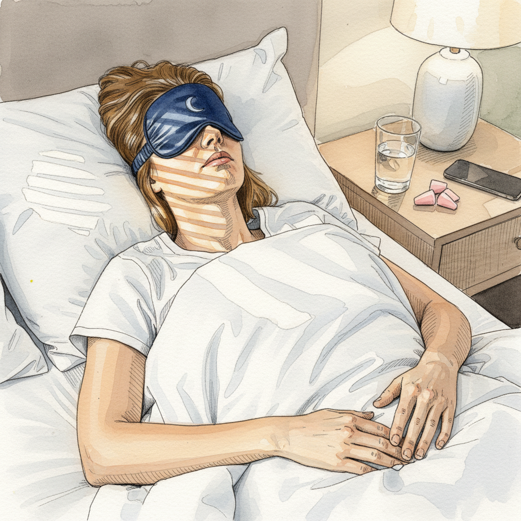 Person sleeping in eye mask Tighter & richer