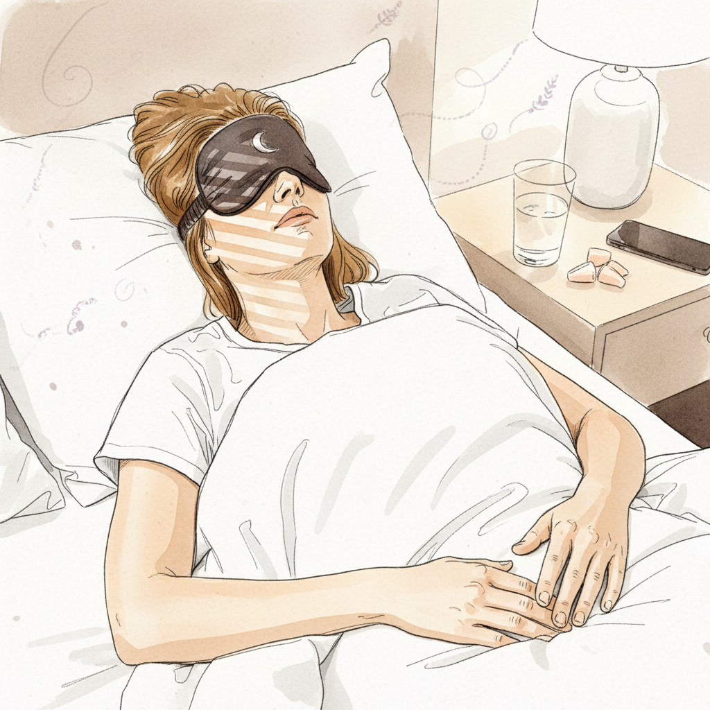 Person sleeping in eye mask Alternative interpretation