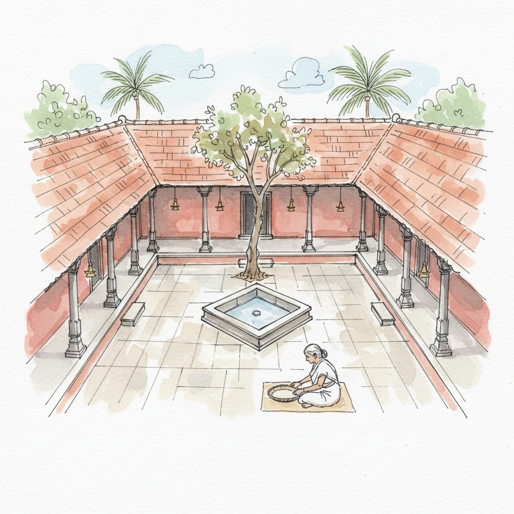 Kerala Nalukettu Courtyard House, Tharavadu Compound, Palakkad, Kerala, India Loose & airy