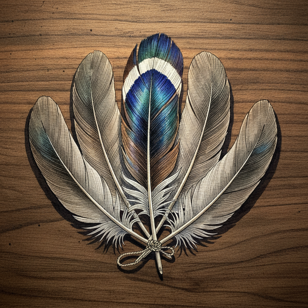 Mallard wing-feathers fanned Tighter & richer