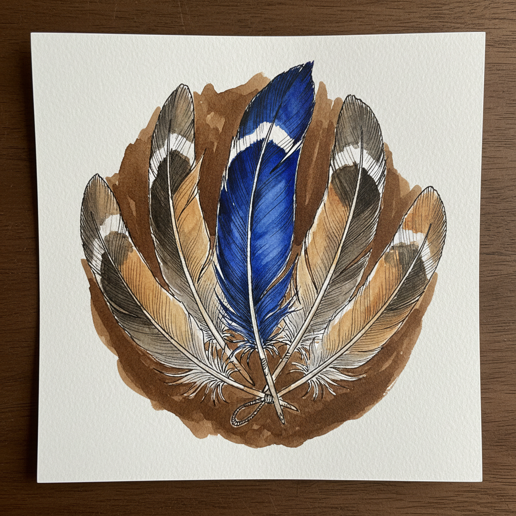 Mallard wing-feathers fanned Alternative interpretation