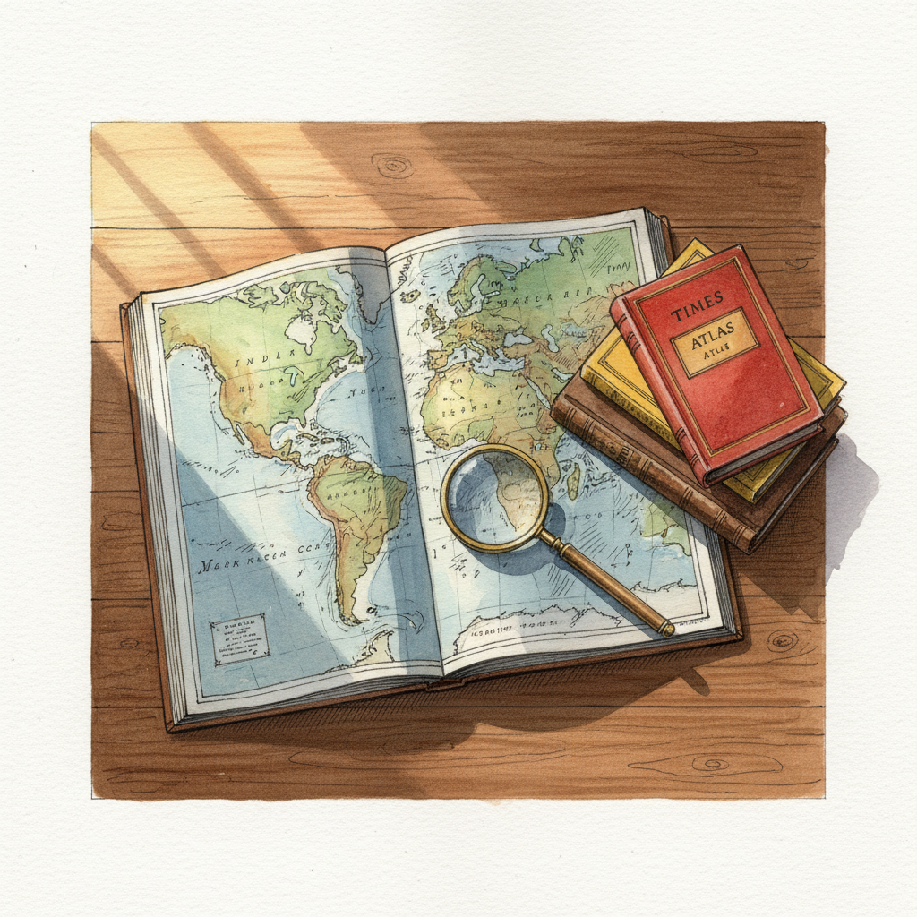 Atlas open to a creased two-page spread Tighter & richer