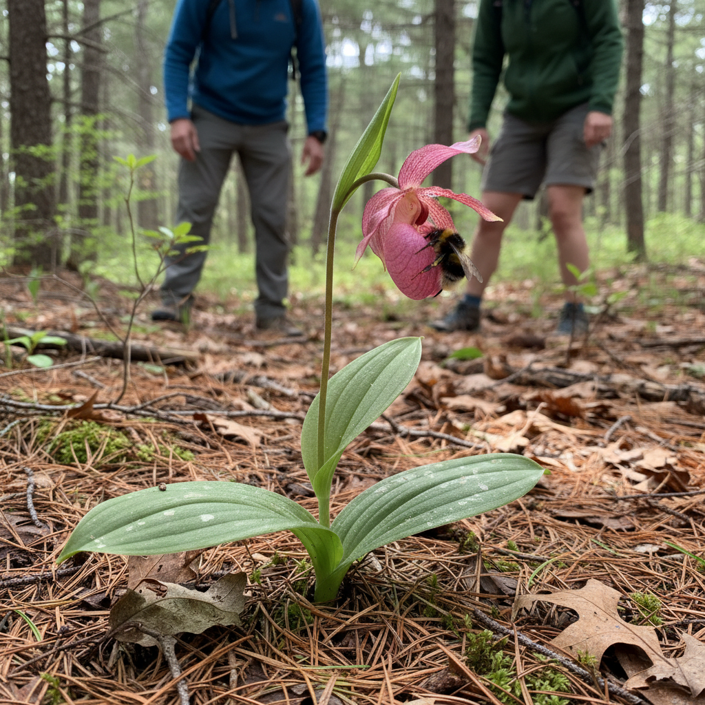 Pink lady's slipper photo reference