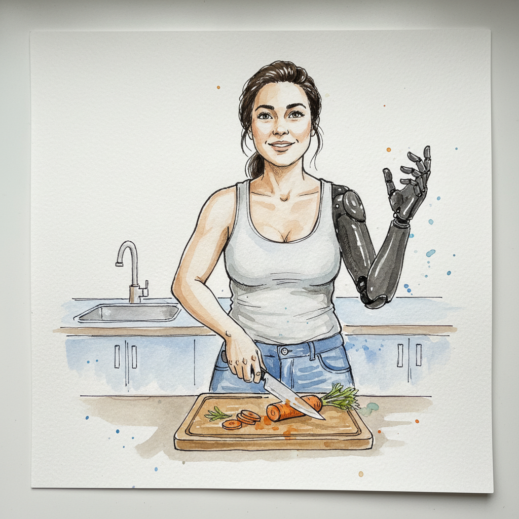 Body with prosthetic arm Loose & airy