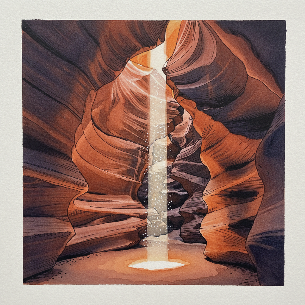 Upper Antelope Canyon light shaft, Page, Arizona, USA Tighter & richer