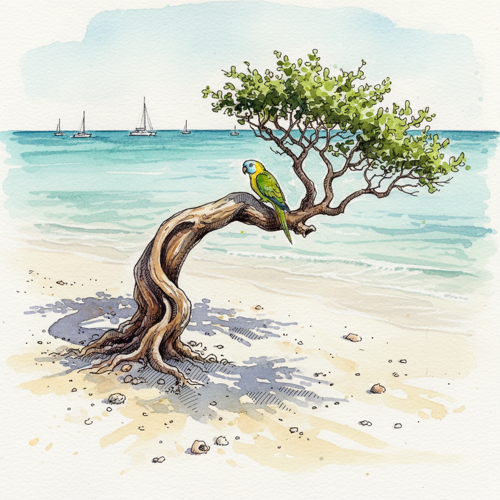 Eagle Beach divi-divi tree, Aruba Tighter & richer